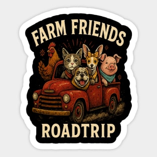 Farm Pickup Truck with Farm Animals Farmer's Wife Cow Girl Sticker